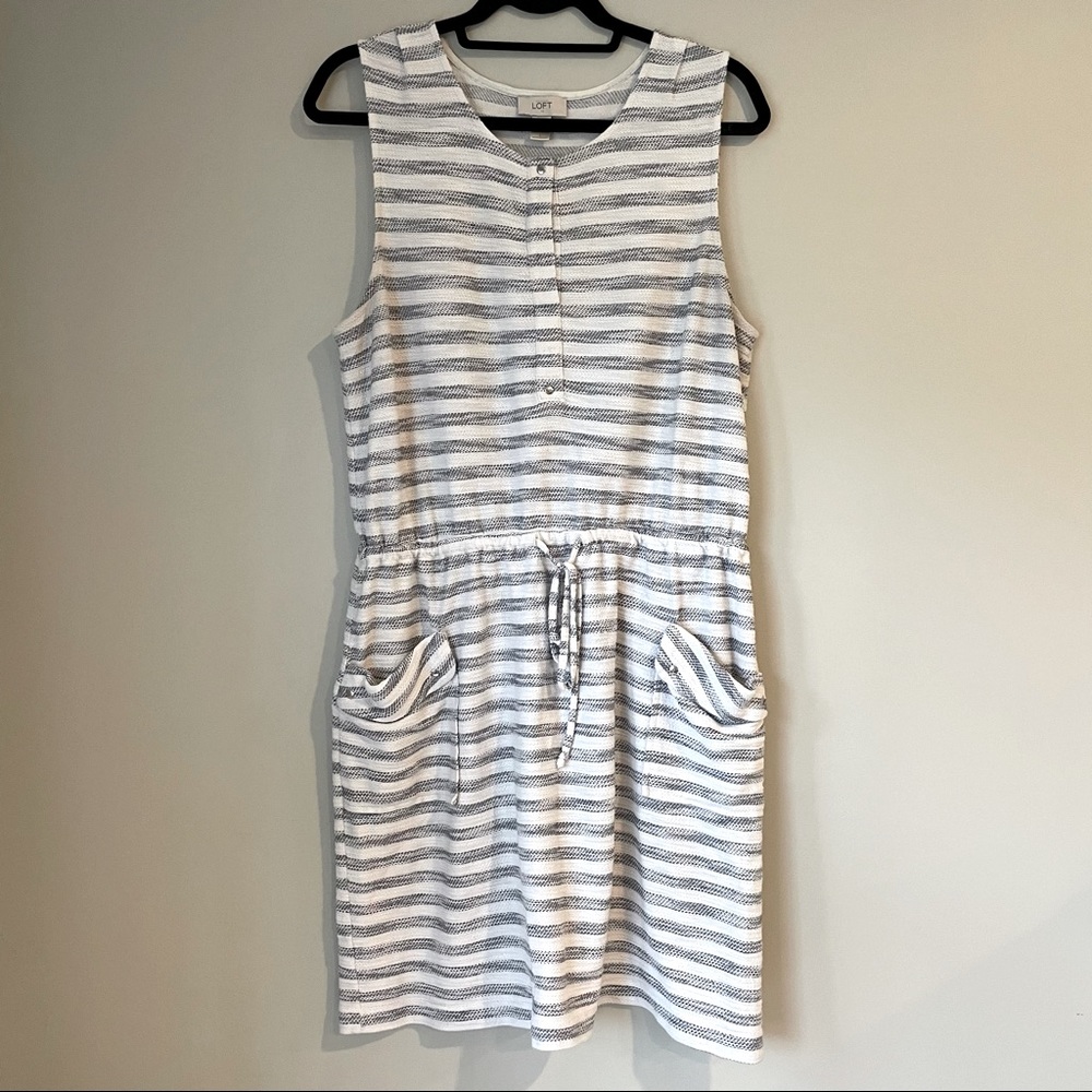 Loft Navy White cotton summer dress